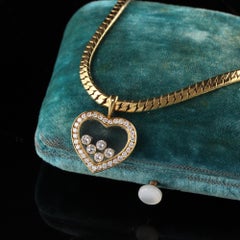 Chopard Collier cœur vintage en or jaune 18 carats avec diamants joyeux