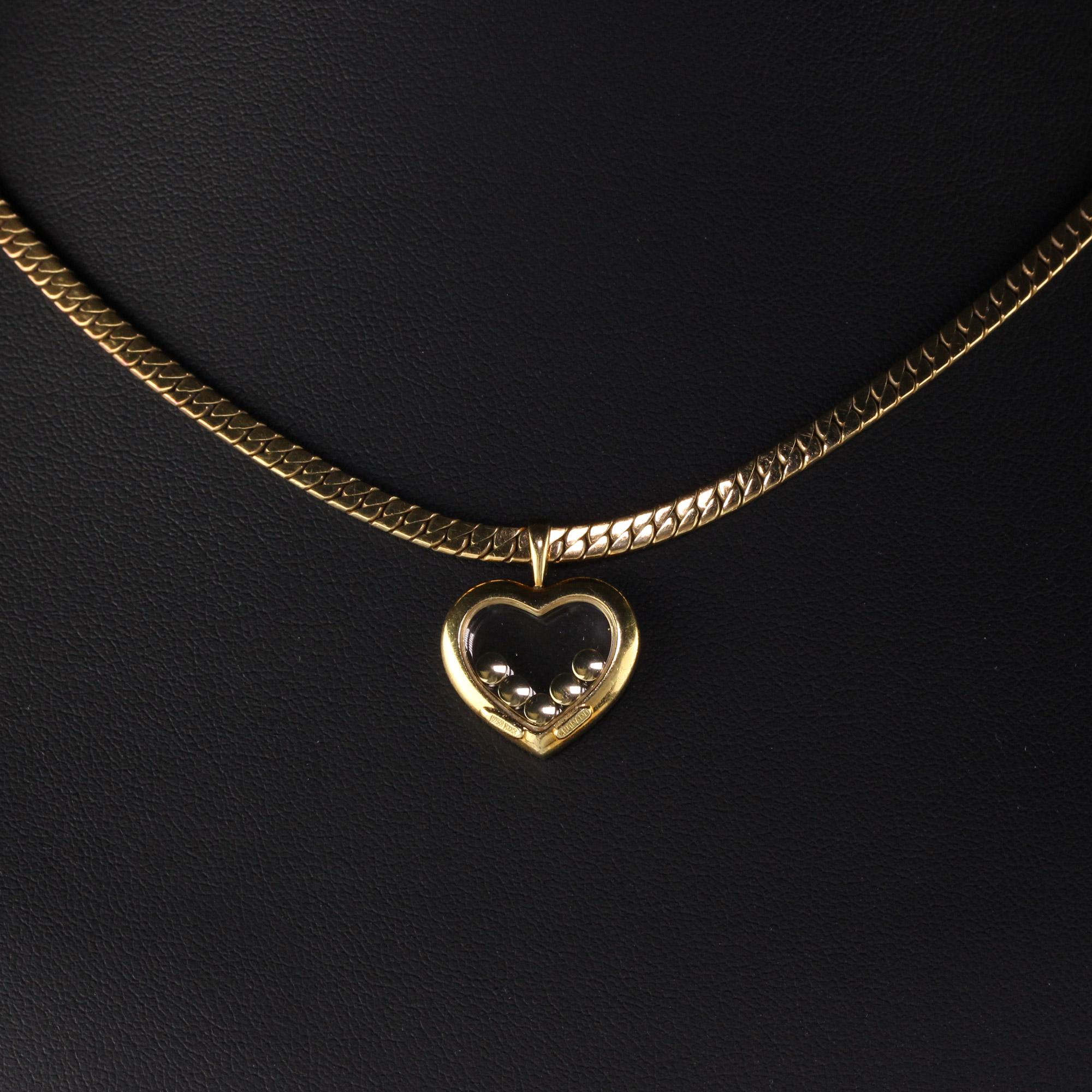 Women's Vintage Chopard 18 Karat Yellow Gold Happy Diamonds Heart Necklace