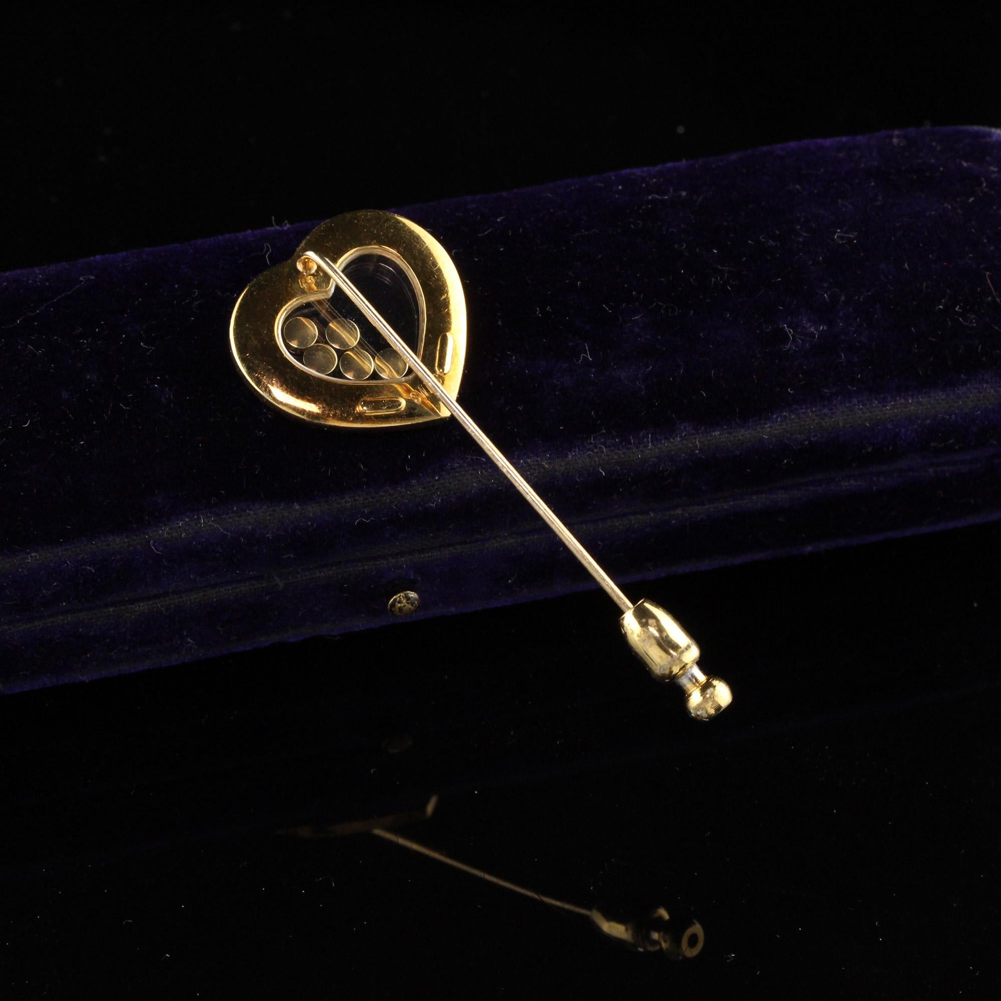 Modern Vintage Chopard 18 Karat Yellow Gold Happy Diamonds Heart Stick Pin For Sale
