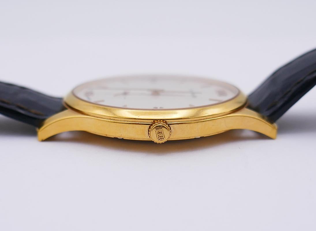 Chopard 18 Karat Gelbgold Armbanduhr L.U.C Lederarmband Nachlassschmuck für Damen oder Herren im Angebot