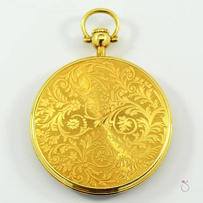 Art Deco Vintage Chopard Beautifully Engraved 18K Gold Pocket Watch Ref. 3004 Circa 1960s