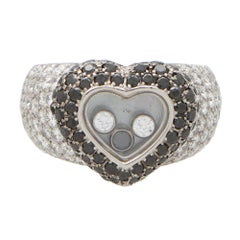 Chopard Bague cocktail vintage Happy Diamonds en or et diamants noirs et blancs