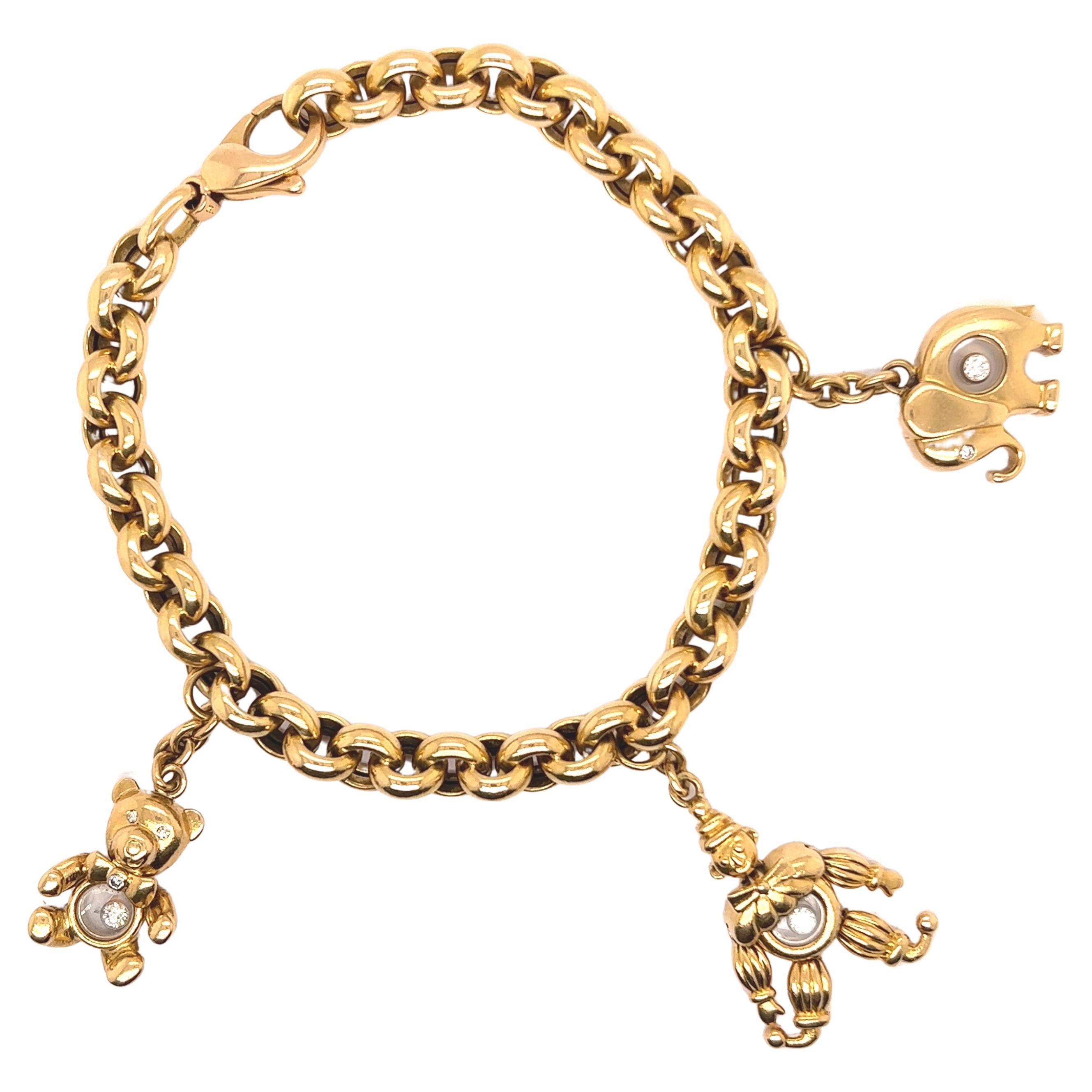 Vintage Chopard Diamond 18 Karat Gold “Happy Diamonds” Charm Bracelet