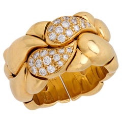 Vintage Chopard diamond 18k yellow gold braided band