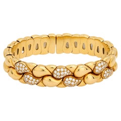 18 Karat Gelbgold geflochtener Diamant-Armreif von Chopard mit Diamanten