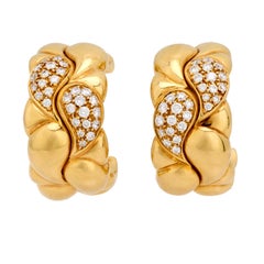 Pendientes de aro trenzados vintage Chopard de diamantes y oro amarillo de 18k