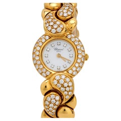 Chopard Montre vintage tressée en or jaune 18 carats avec diamants