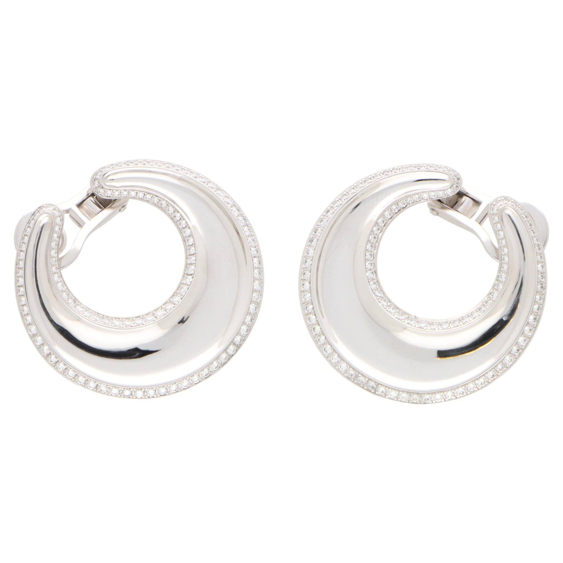 Pendientes de aro de diamantes Chopard vintage en oro blanco de 18 quilates
