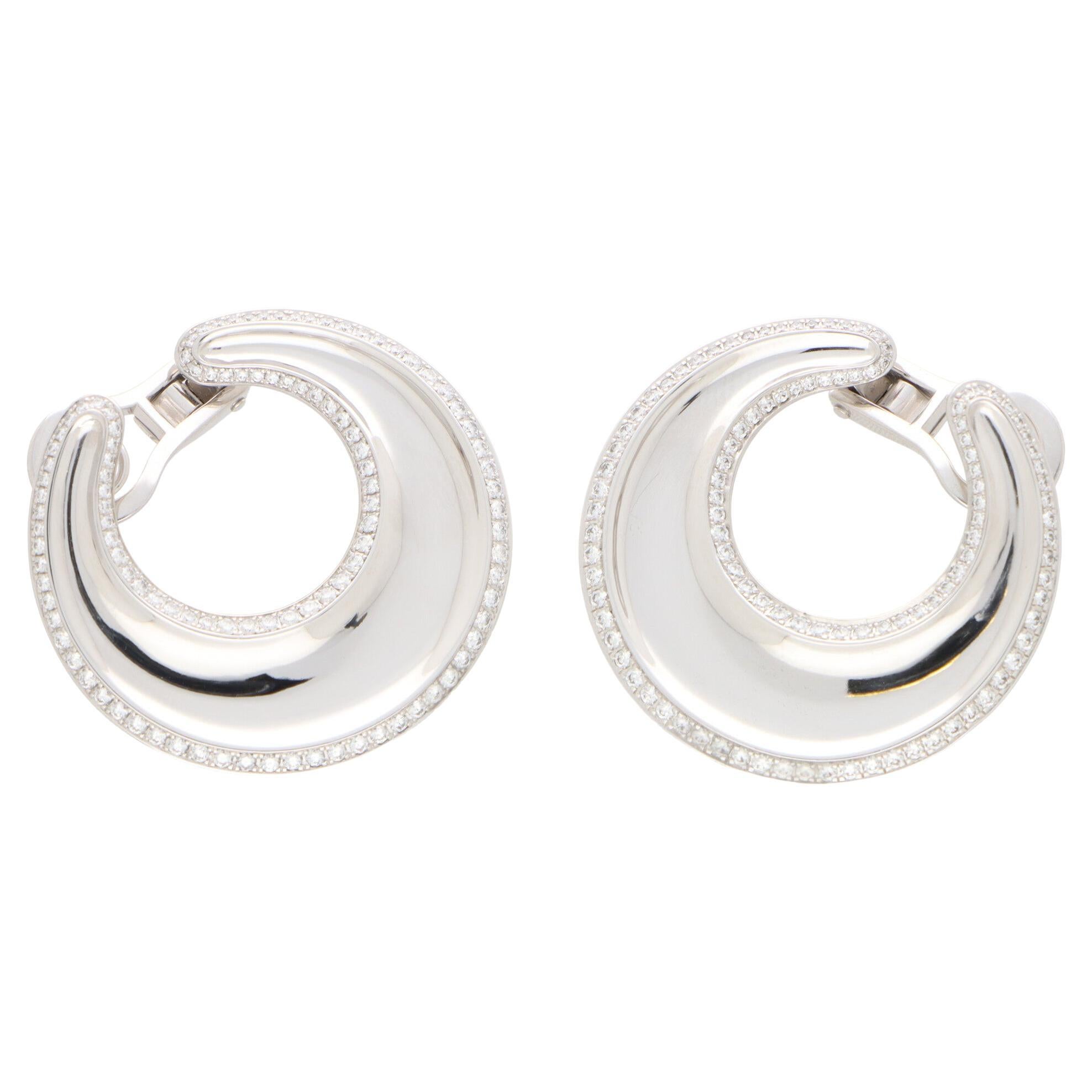 Vintage Chopard Diamond Chunky Hoop Earrings Set in 18k White Gold