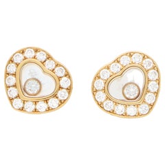 Vintage Chopard Diamond 'Happy Diamonds' Stud Earrings Set in 18k Yellow Gold