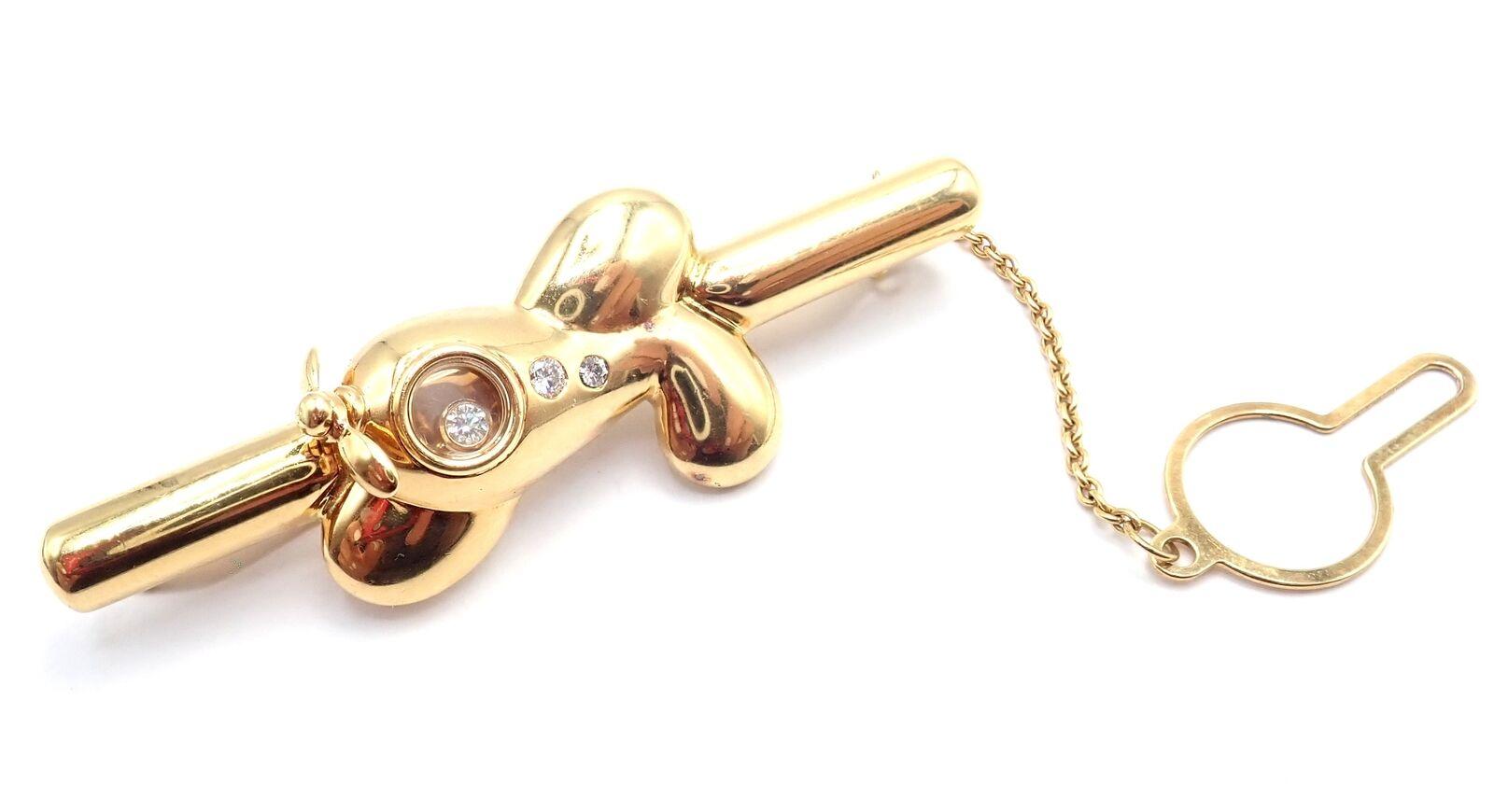 Taglio brillante Chopard d'epoca Happy Diamond Airplane, fermaglio per cravatta in oro giallo in vendita