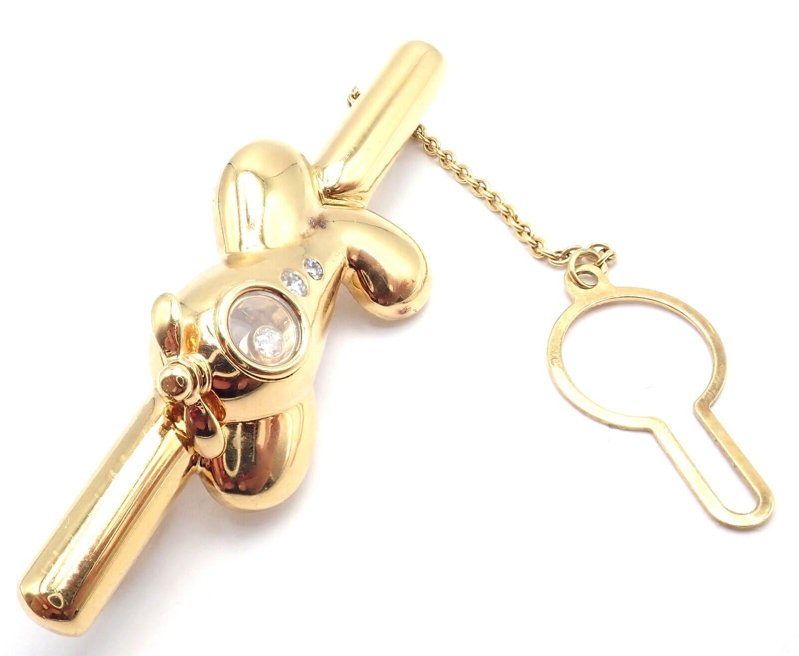 Chopard d'epoca Happy Diamond Airplane, fermaglio per cravatta in oro giallo In condizioni ottime in vendita a Holland, PA