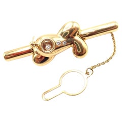 Vintage Chopard Happy Diamond Airplane Yellow Gold Tie Clip Clasp