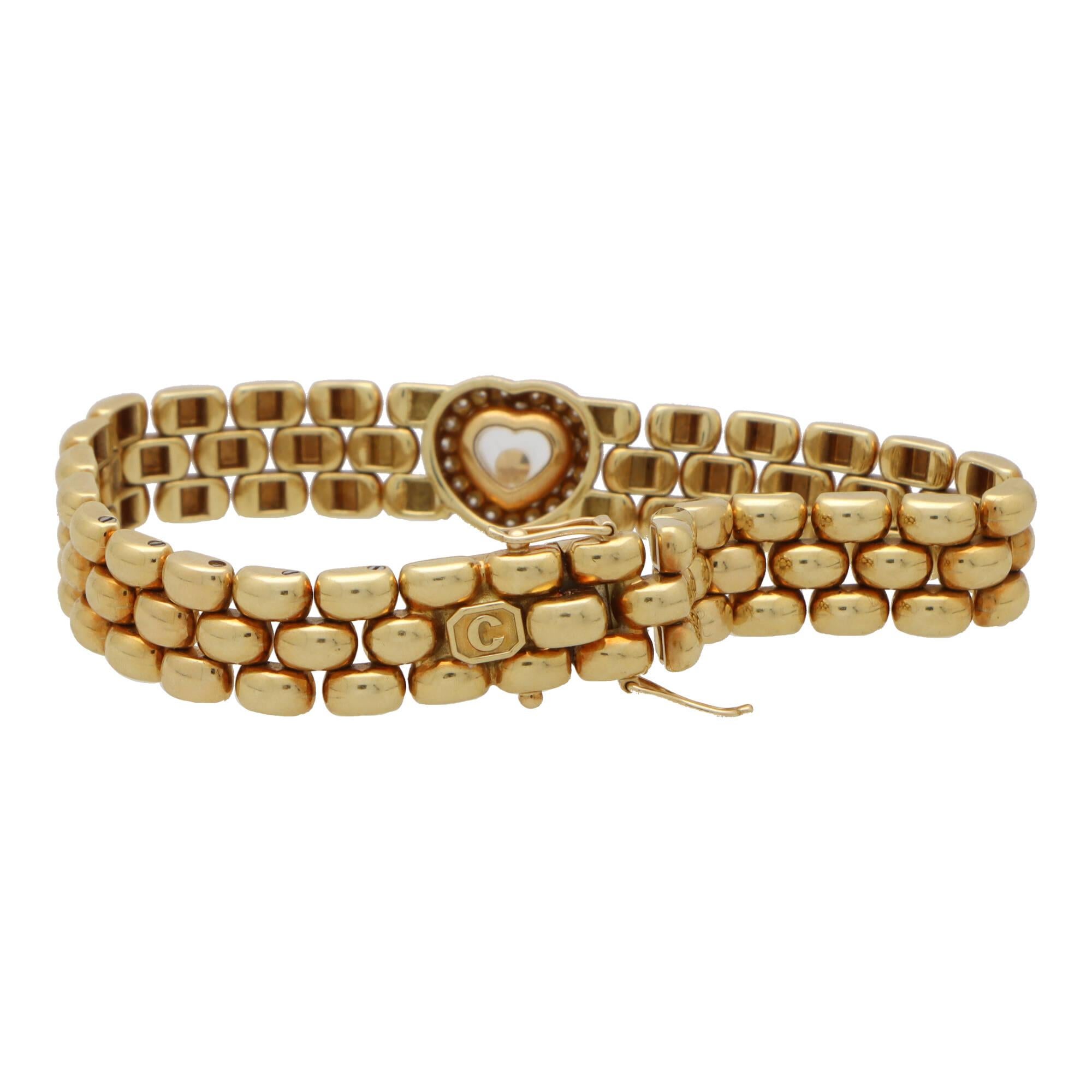 Modern  Vintage Chopard 'Happy Diamonds' Chunky Link Bracelet in 18k Yellow Gold