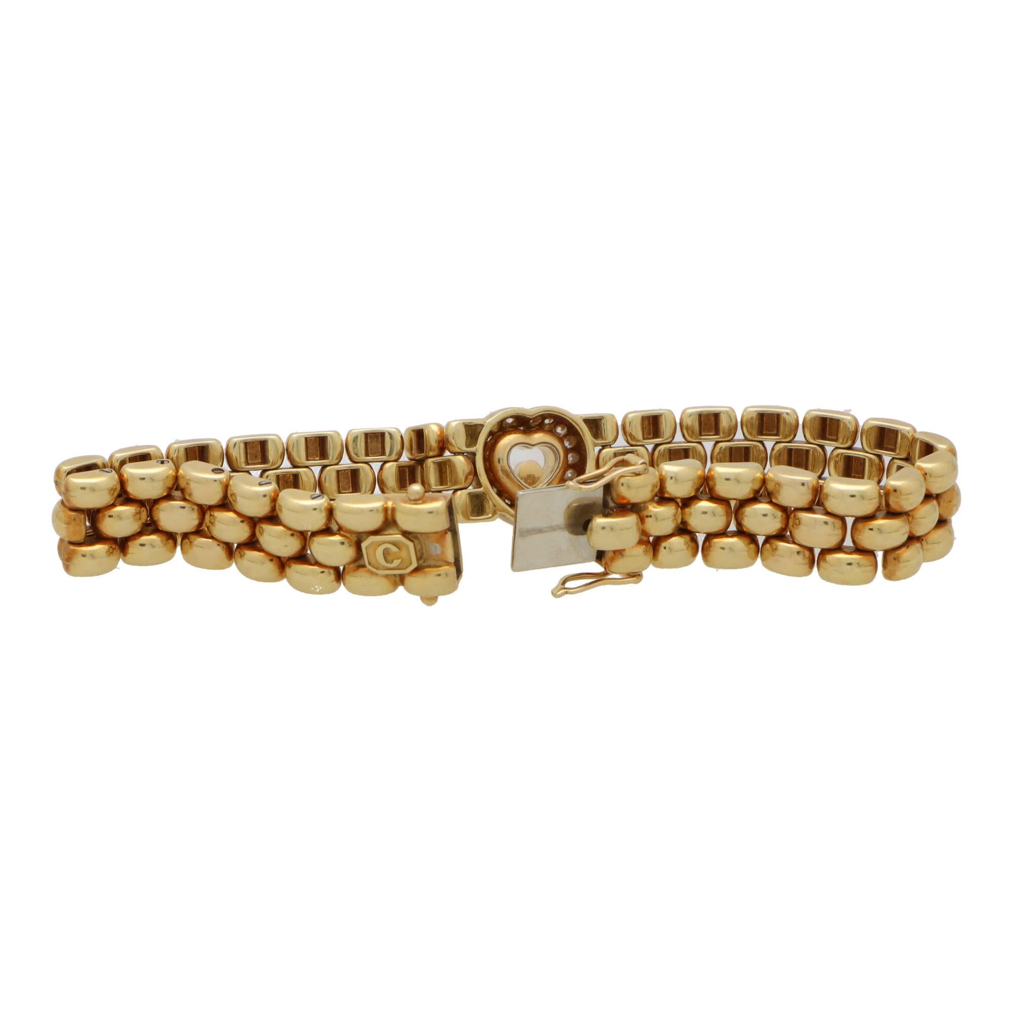 Round Cut  Vintage Chopard 'Happy Diamonds' Chunky Link Bracelet in 18k Yellow Gold