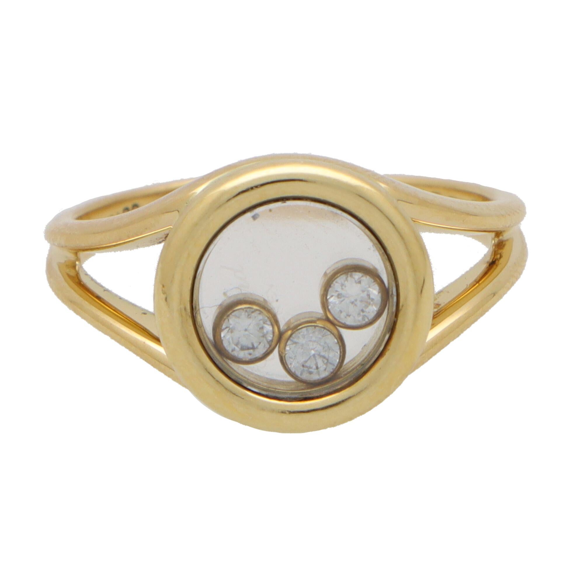 Women's or Men's Vintage Chopard 'Happy Diamonds' Diamond Ring Set in 18k Yellow Gold