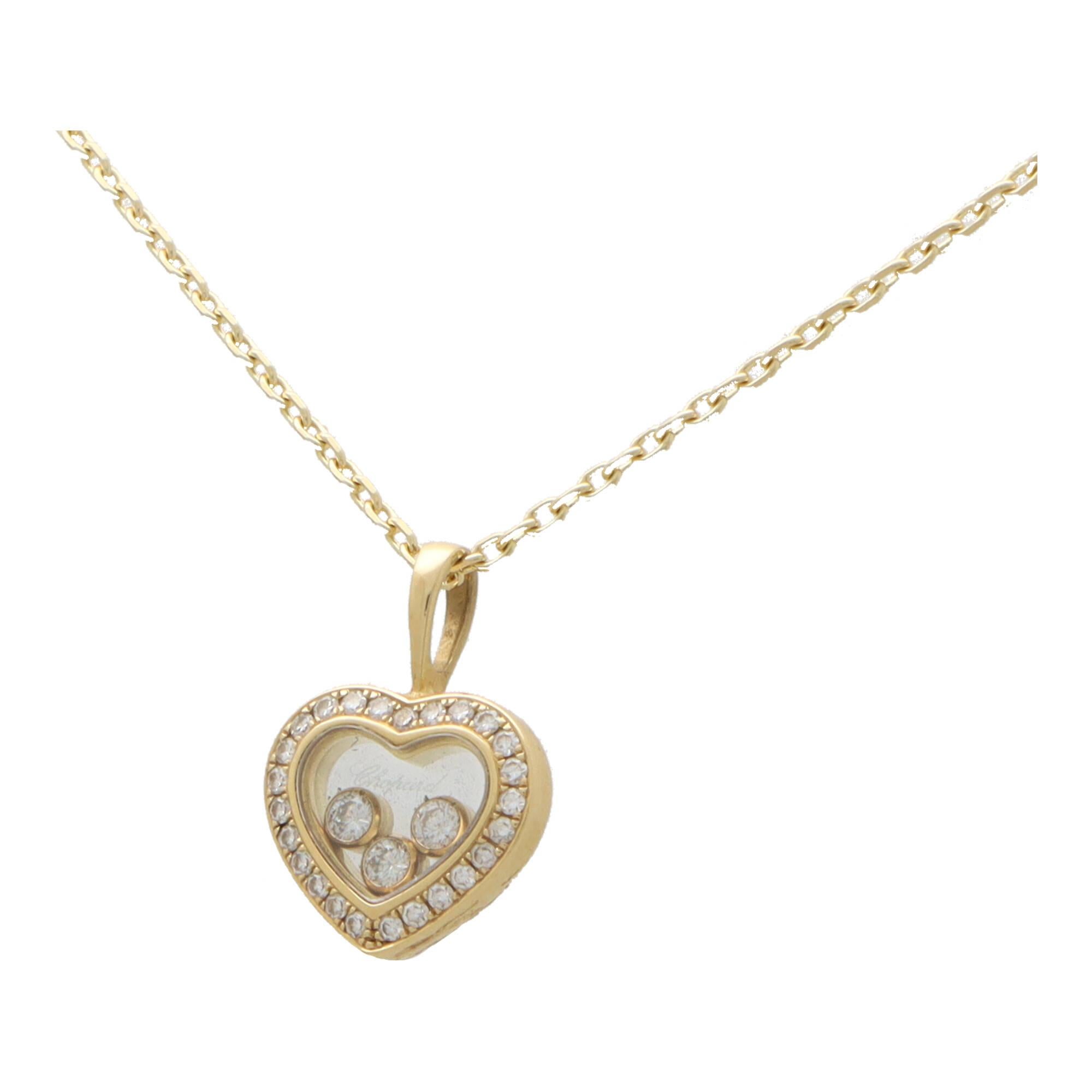 Modern Vintage Chopard Happy Diamonds Pendant Necklace in 18k Yellow Gold