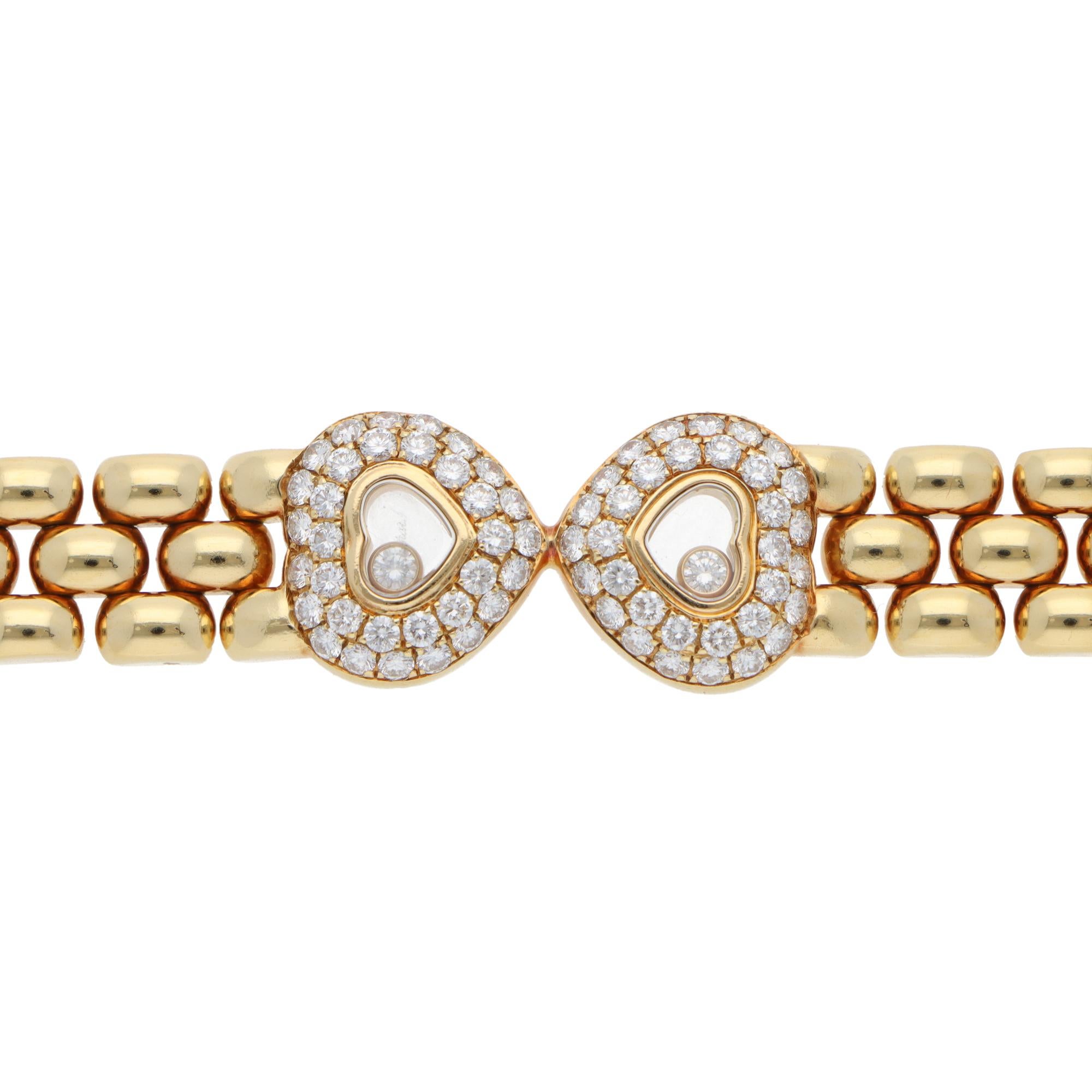 Vintage Chopard Happy Hearts Diamantarmband aus Gelbgold mit Diamanten (Brillantschliff)