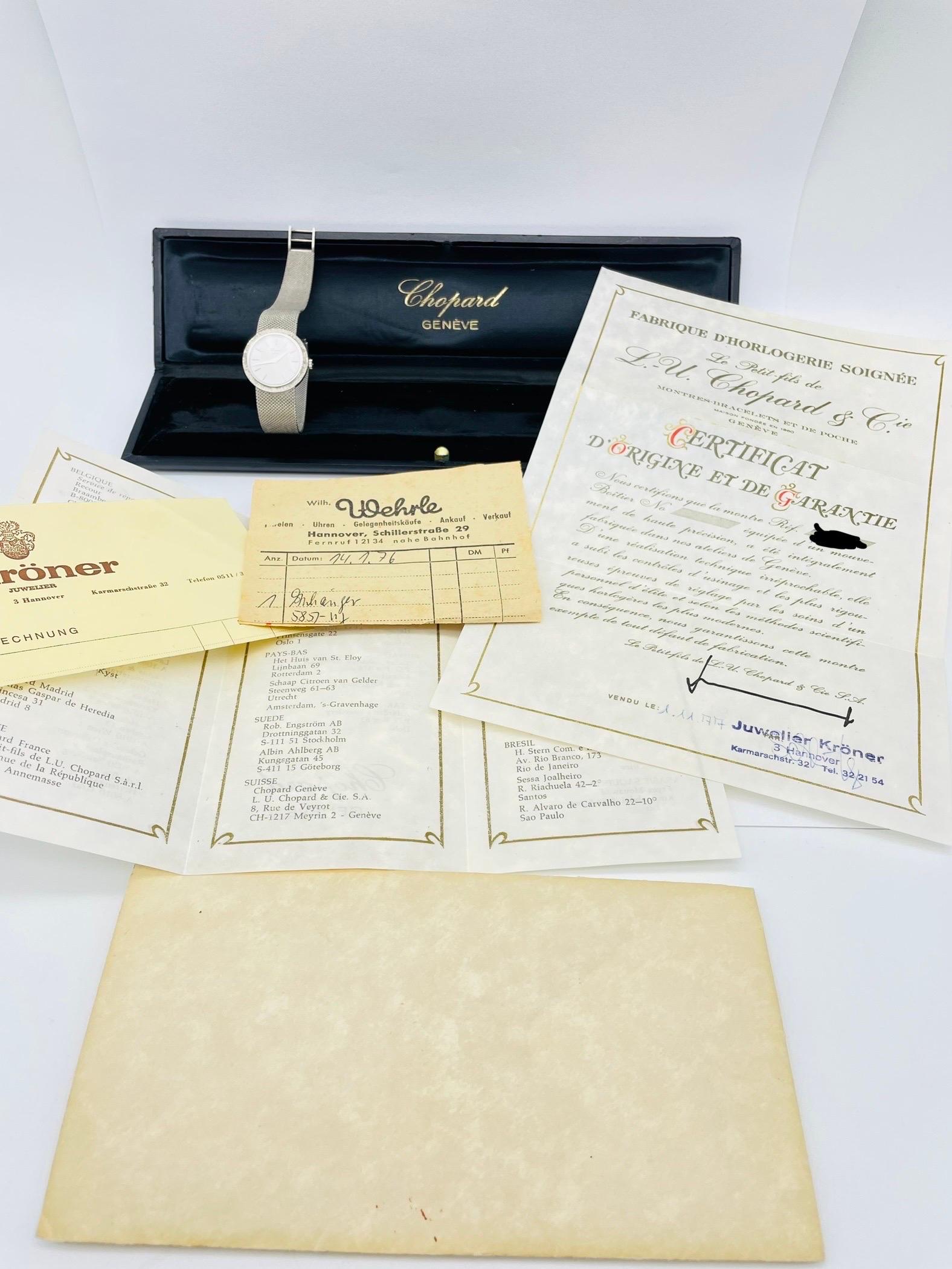 Chopard Montre vintage pour femme 750 en or blanc 18 carats avec bijoux réf. D6009 Bon état - En vente à Berlin, BE