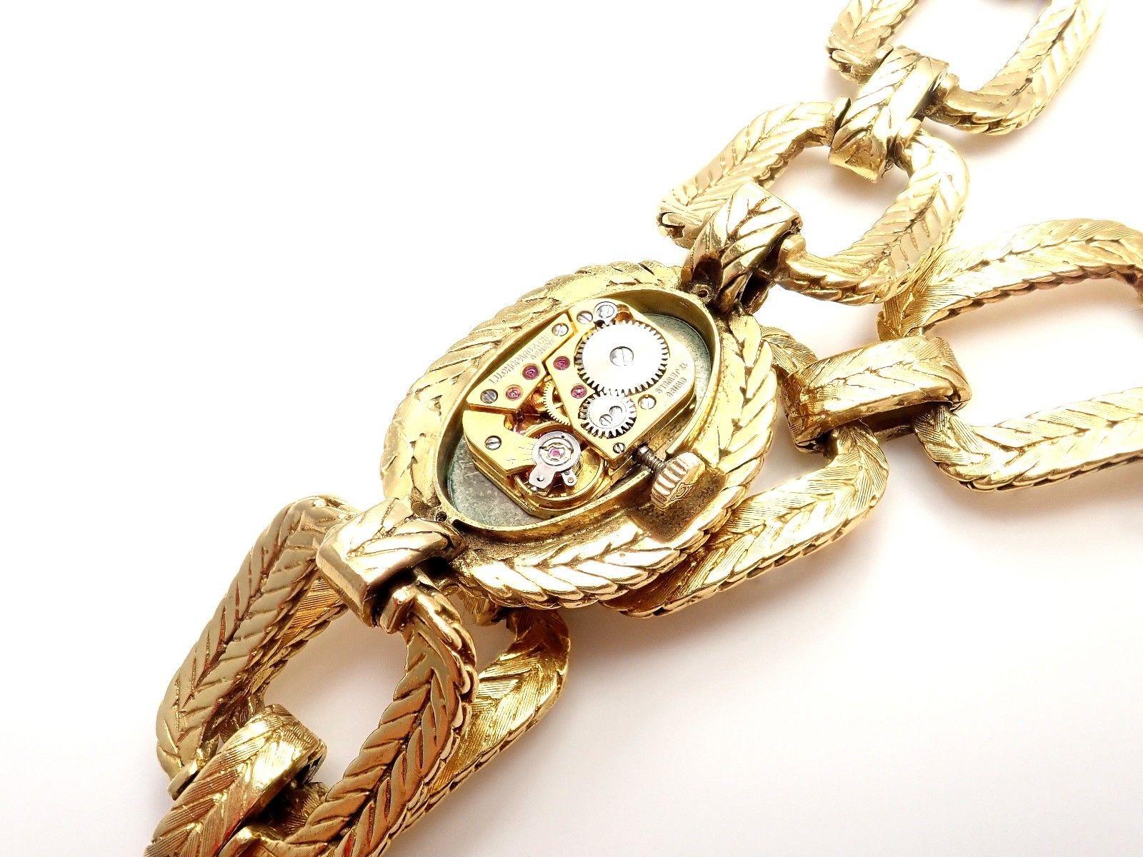 Women's or Men's Vintage Chopard Malachite Dial Manual Wind Yellow Gold Watch