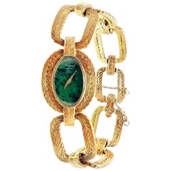 Vintage Chopard Malachite Dial Manual Wind Yellow Gold Watch