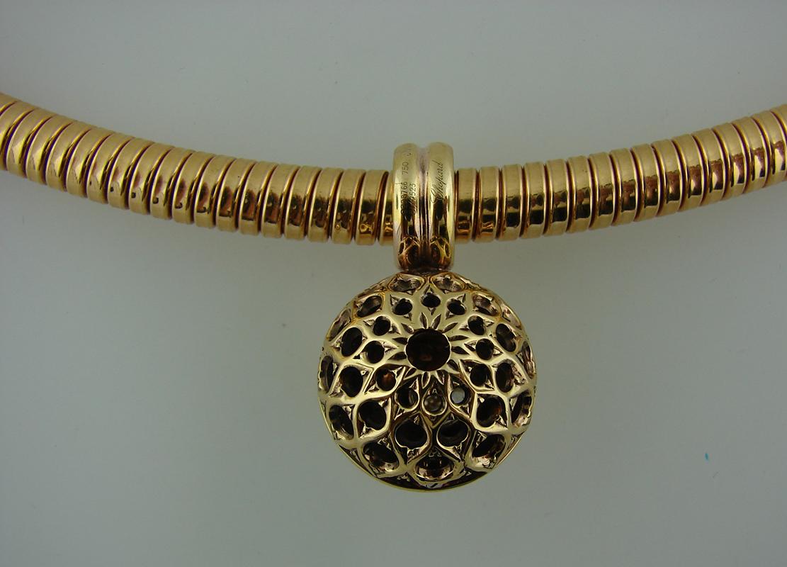 Vintage Chopard Necklace 18k Gold Happy Diamond Tubogas 4