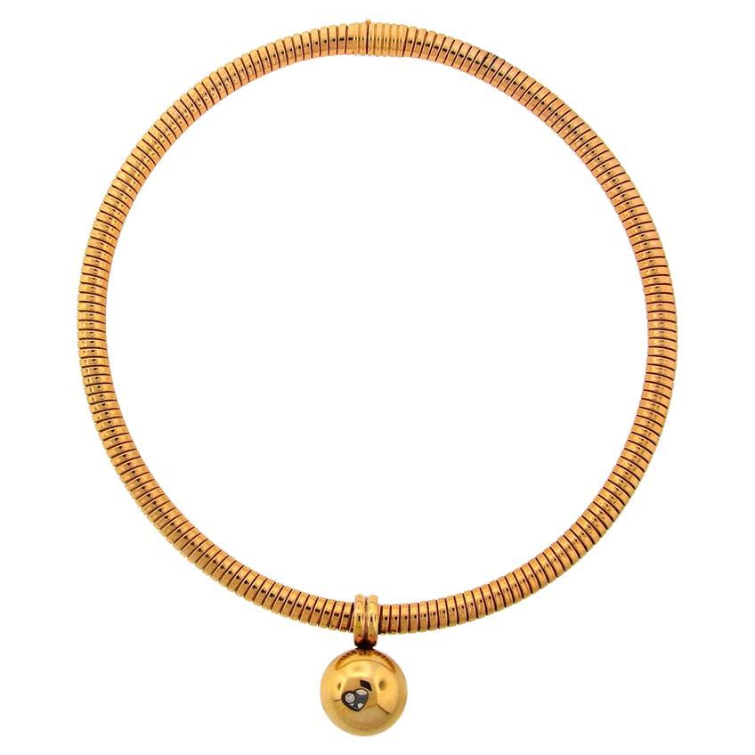 Vintage Chopard Necklace 18k Gold Happy Diamond Tubogas