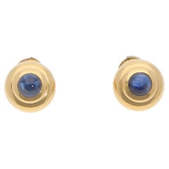 Vintage Chopard Sapphire Stud Earrings in Yellow Gold