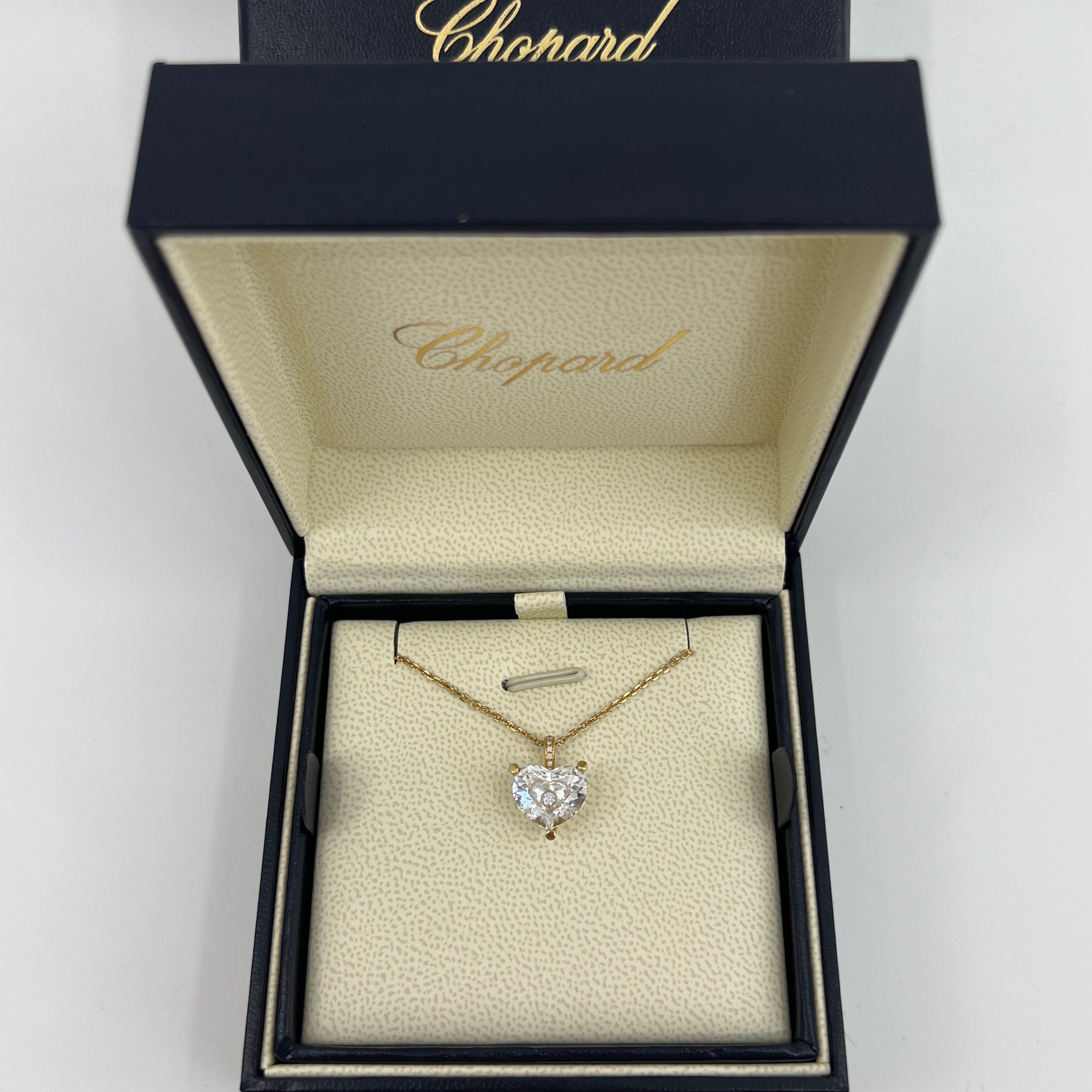 Heart Cut Vintage Chopard So Happy Diamonds Heart 18k Yellow Gold Pendant Necklace For Sale