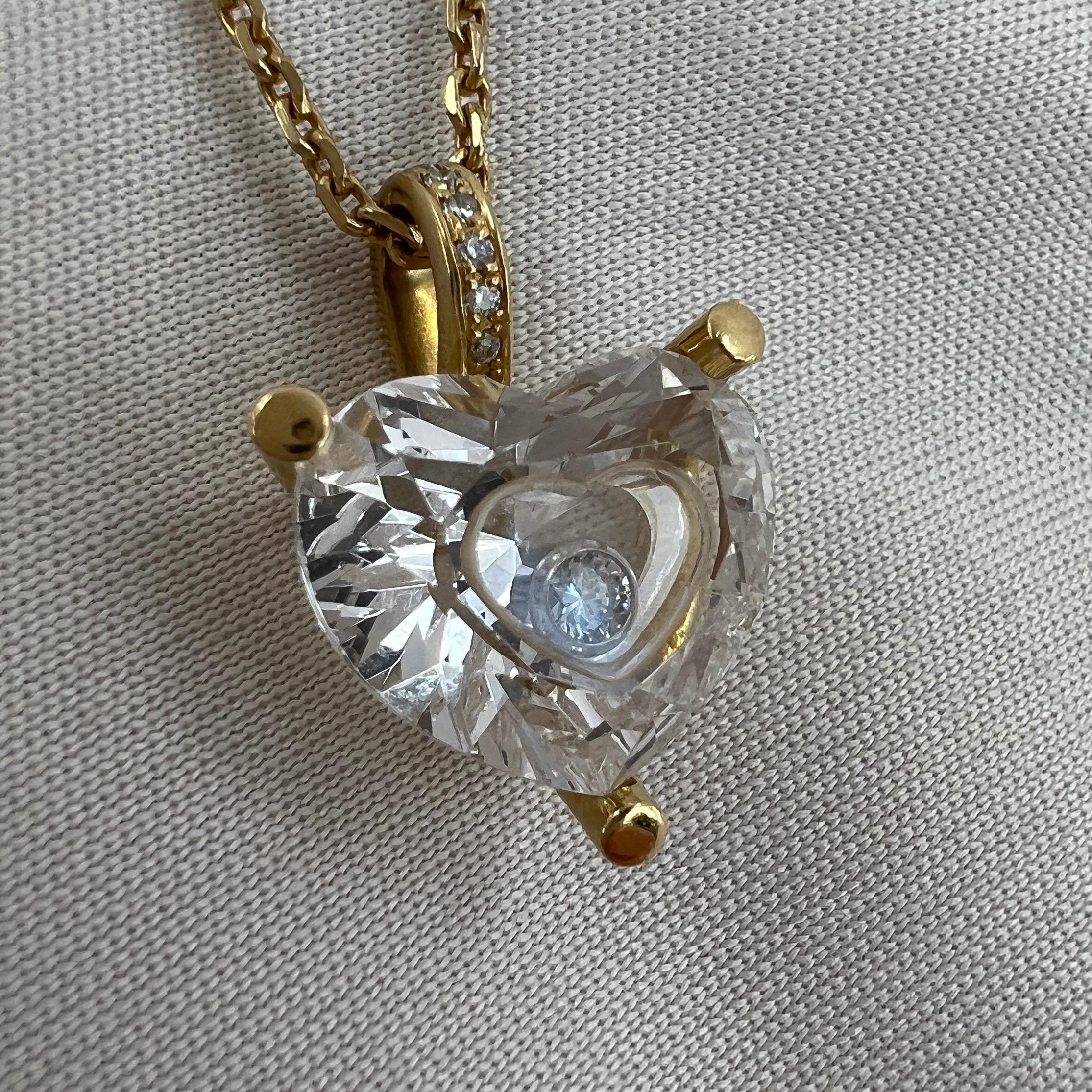 Vintage Chopard So Happy Diamonds Heart 18k Yellow Gold Pendant Necklace For Sale 3