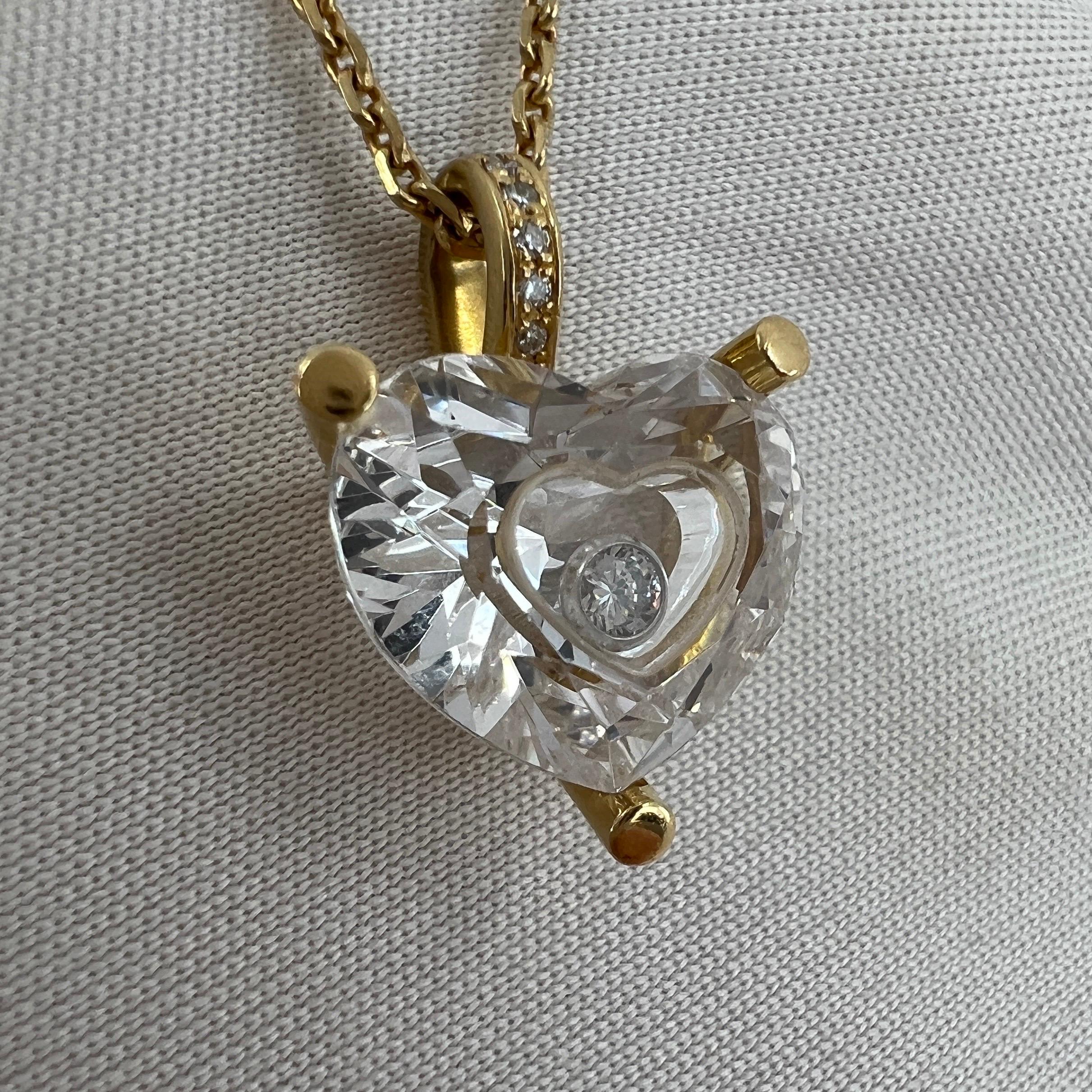 Vintage Chopard So Happy Diamonds Heart 18k Yellow Gold Pendant Necklace For Sale 4