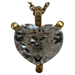 Vintage Chopard So Happy Diamonds Heart 18k Yellow Gold Pendant Necklace