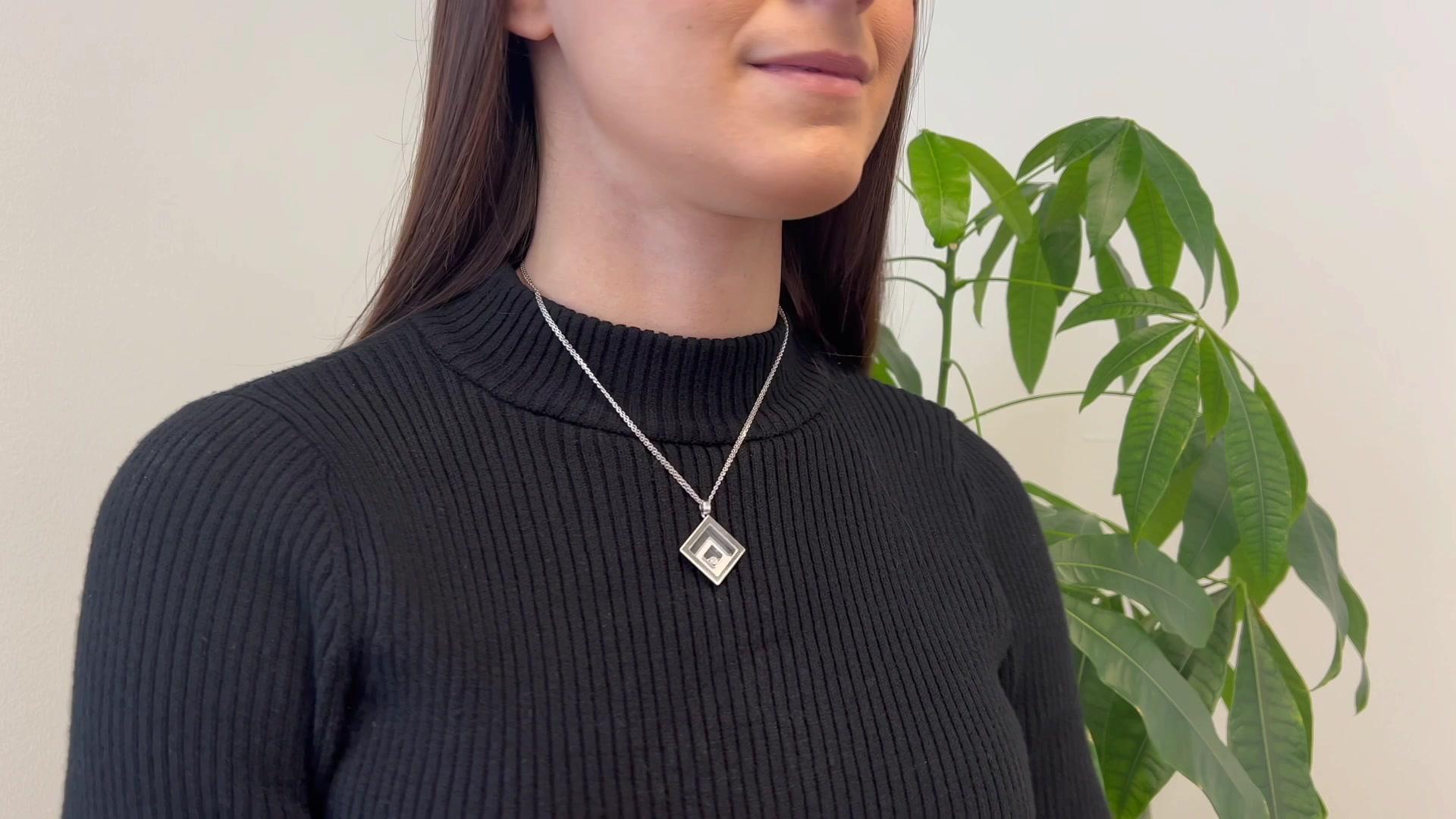 Quadratische Happy Spirit-Halskette von Chopard, Schweizer Diamant 18 Karat Weißgold (Brillantschliff)