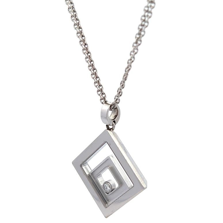 Quadratische Happy Spirit-Halskette von Chopard, Schweizer Diamant 18 Karat Weißgold für Damen oder Herren