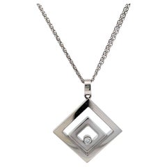 Quadratische Happy Spirit-Halskette von Chopard, Schweizer Diamant 18 Karat Weißgold
