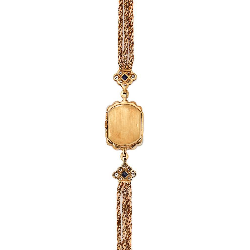 Chopard Gelbgold-Uhr mit Diamanten und Saphiren (Art déco) im Angebot