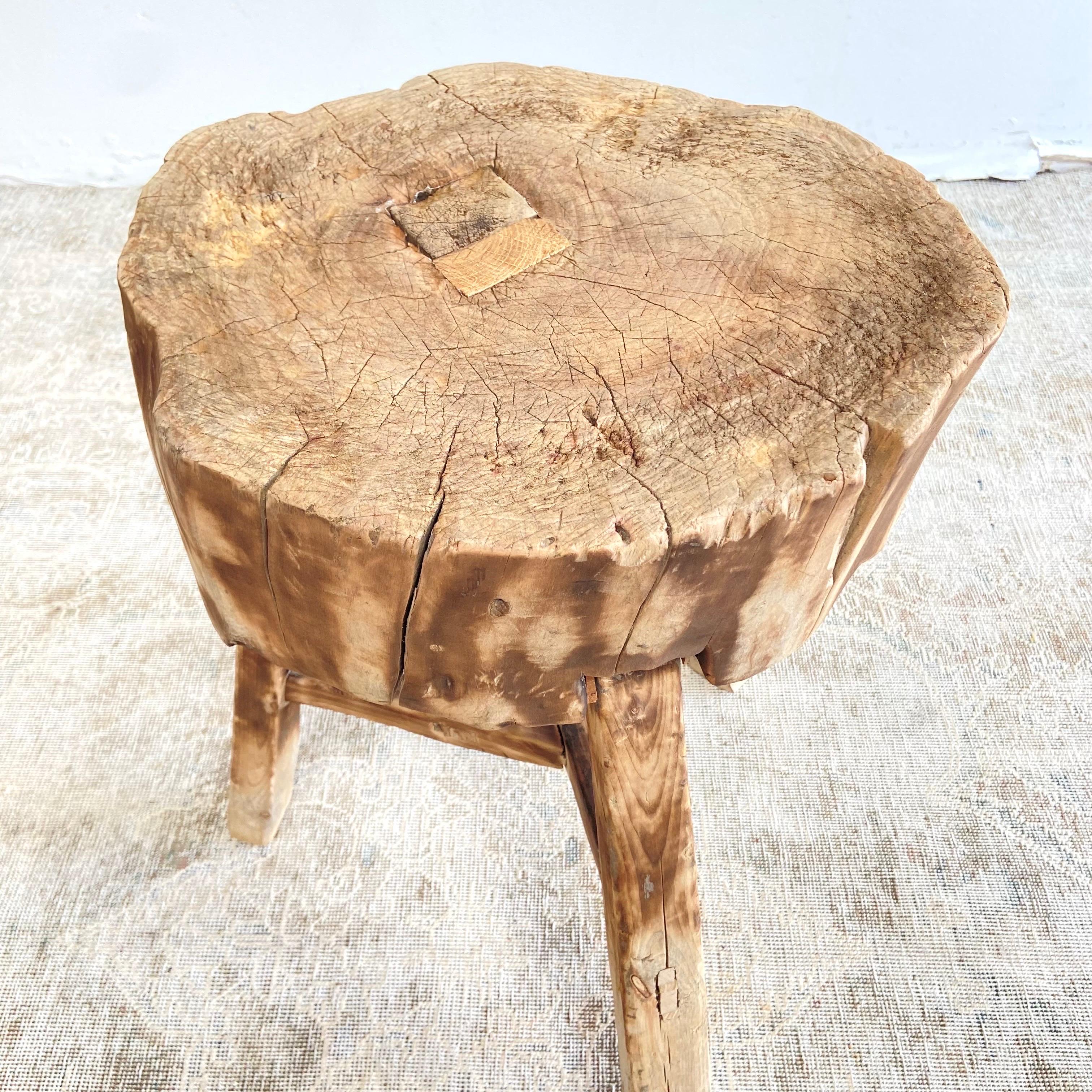 Vintage Chopping Block Stump Side Table For Sale 5