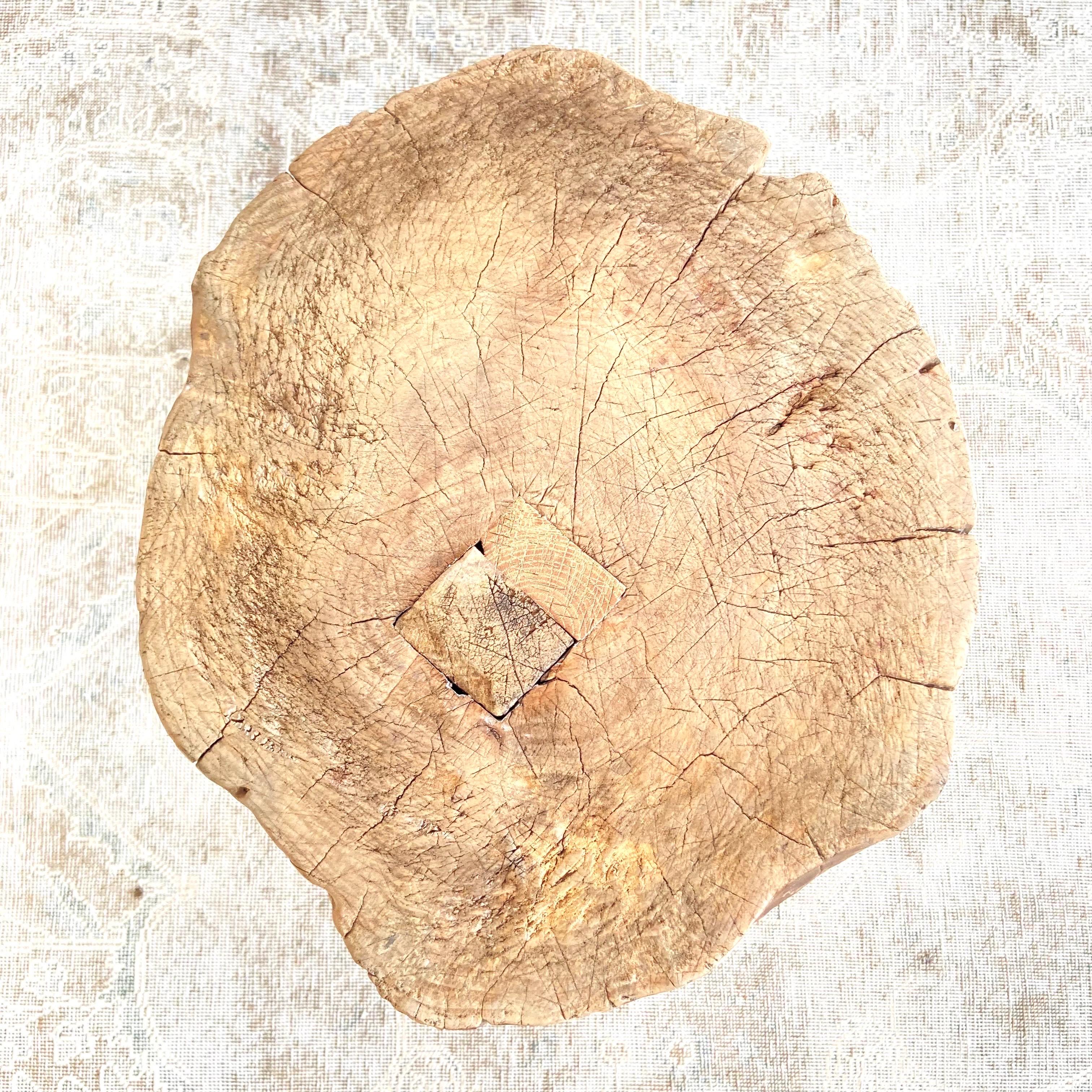 Vintage Chopping Block Stump Side Table In Good Condition For Sale In Old Town Orange, CA