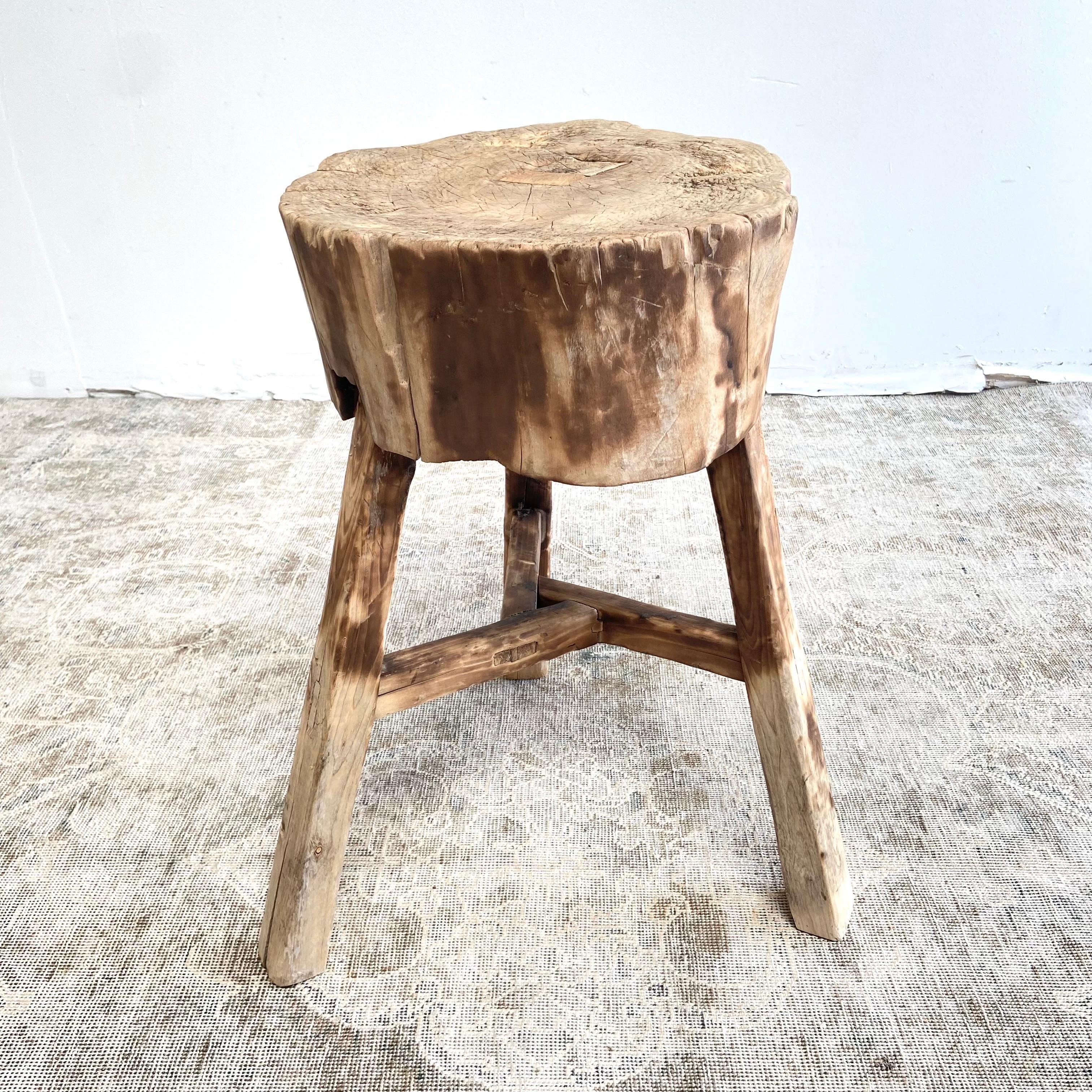 Vintage Chopping Block Stump Side Table For Sale 1