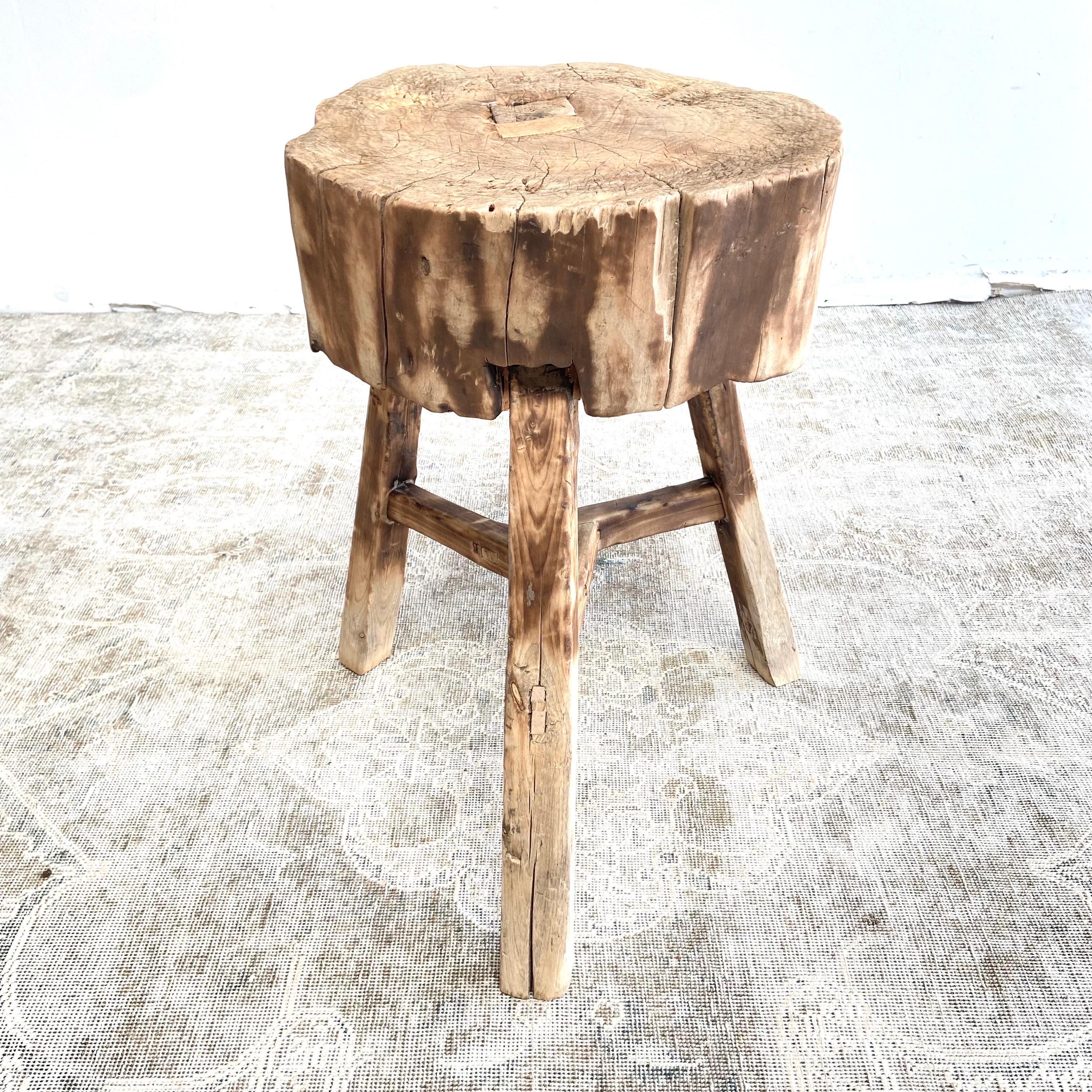 Vintage Chopping Block Stump Side Table For Sale 2