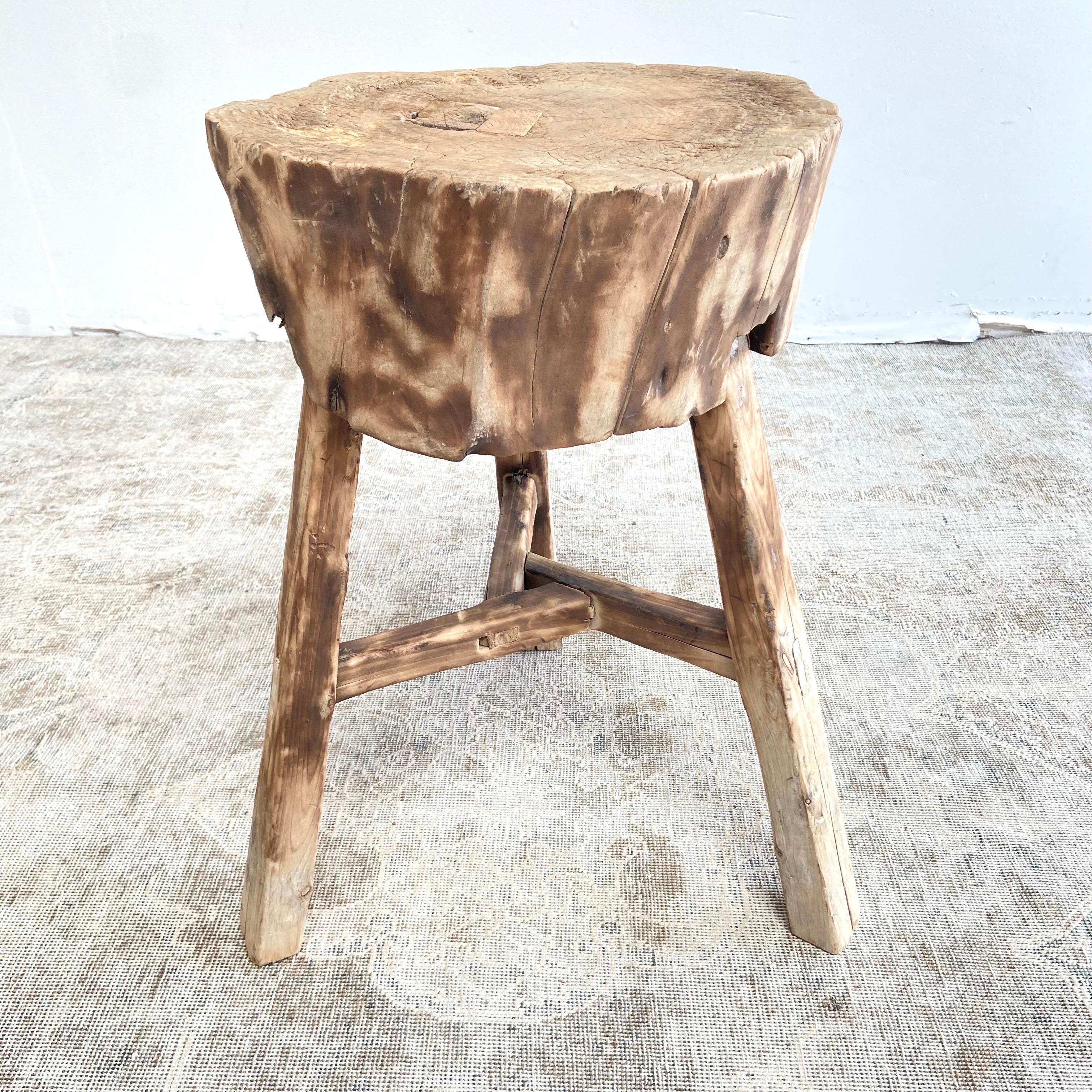 Vintage Chopping Block Stump Side Table For Sale 3