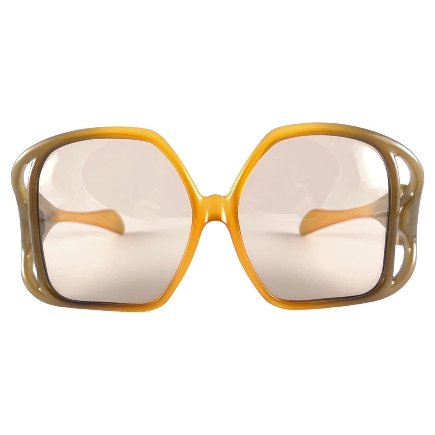 Vintage Christian D02 Avant Garde Two Tone Optyl Audrey Hepburn 1975 Sunglasses  For Sale