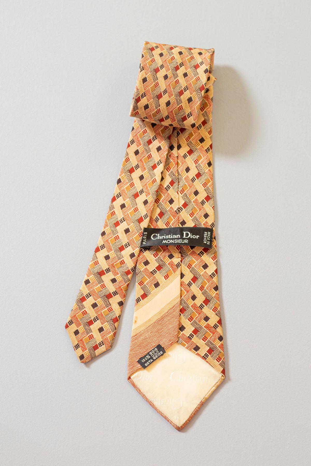 Orange Vintage Christian Dior 100% silk elegant tie 