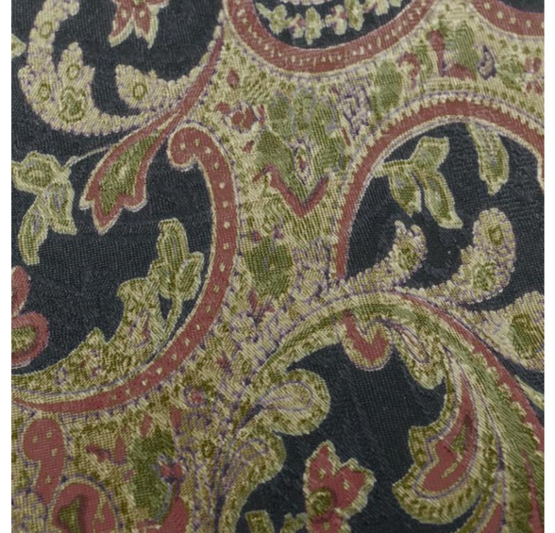 Gray vintage CHRISTIAN DIOR 100% silk red blue oriental paisley print tie For Sale