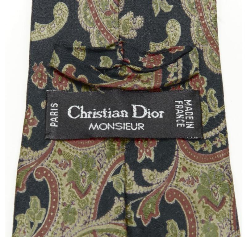 Men's vintage CHRISTIAN DIOR 100% silk red blue oriental paisley print tie For Sale