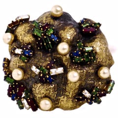 Jahrgang Christian Dior 1962 Metall Rock Strass Perle Brosche