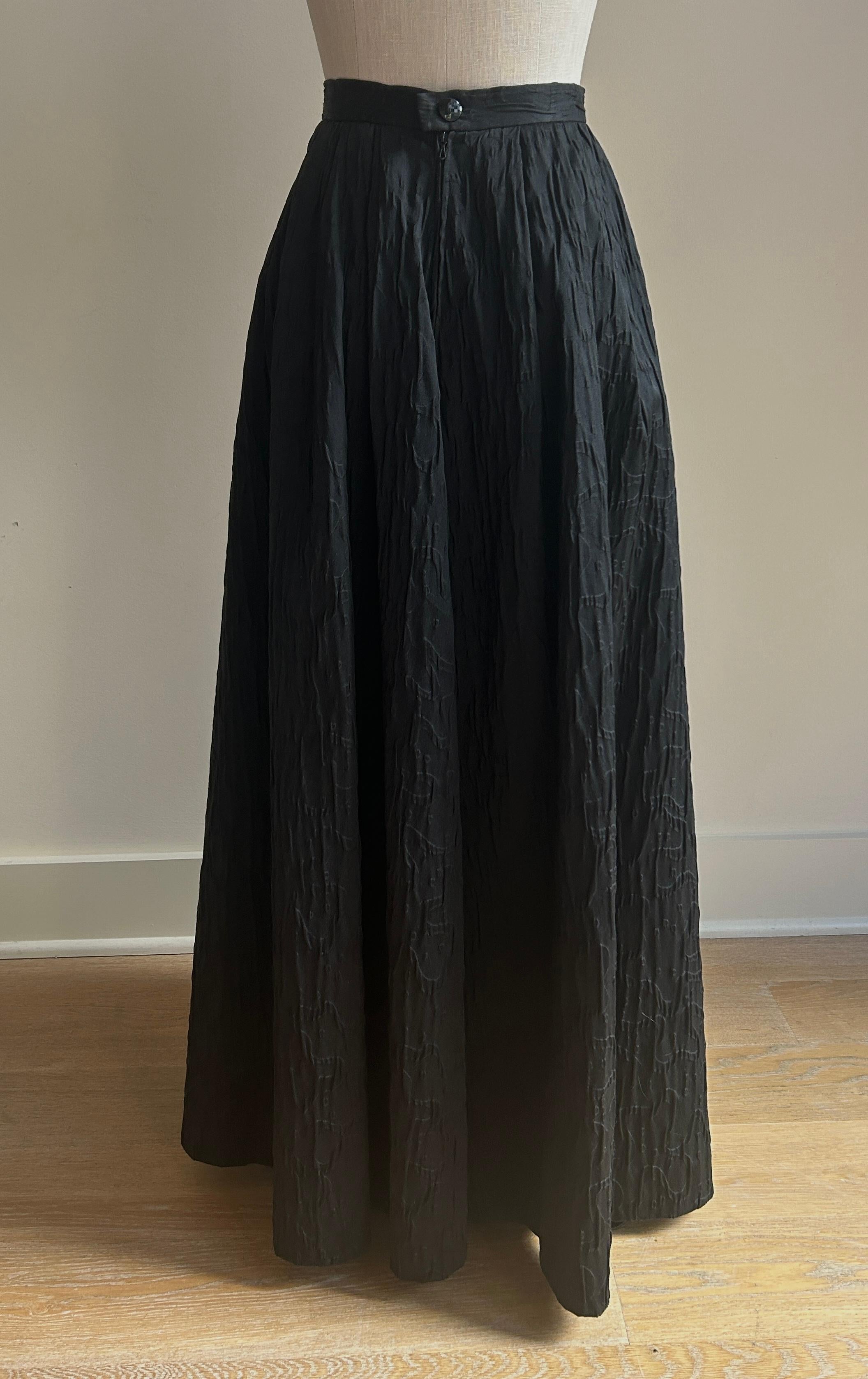 Women's Vintage Christian Dior 1970s Black Long Full Ball Skirt