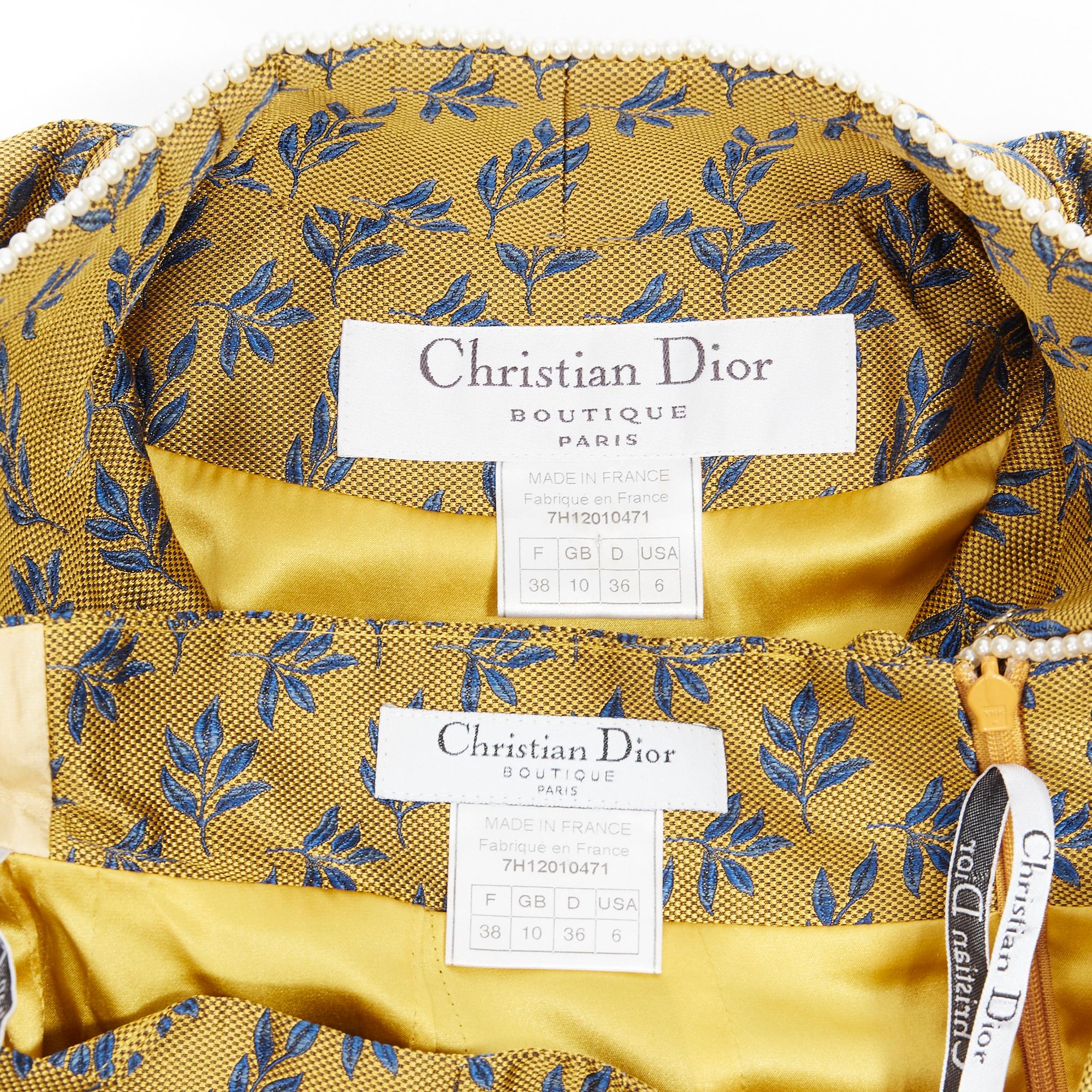 vintage CHRISTIAN DIOR 1997 Galliano gold jacquard pearl chinoiserie set FR38 M 3