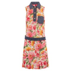 Vintage Christian Dior 2000's Floral Print Denim Skirt Set