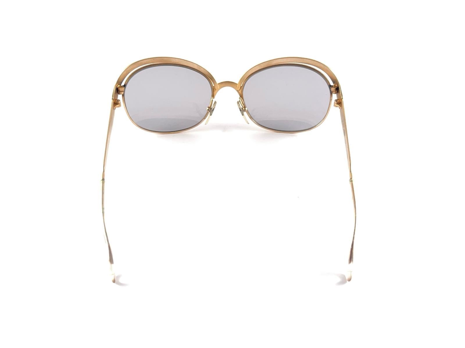 Vintage Christian Dior 2037  Gold & Blue Marbled Sunglasses 1970'S Austria For Sale 7
